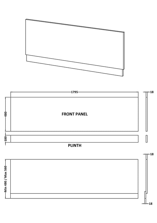1800mm Bath Front Panel