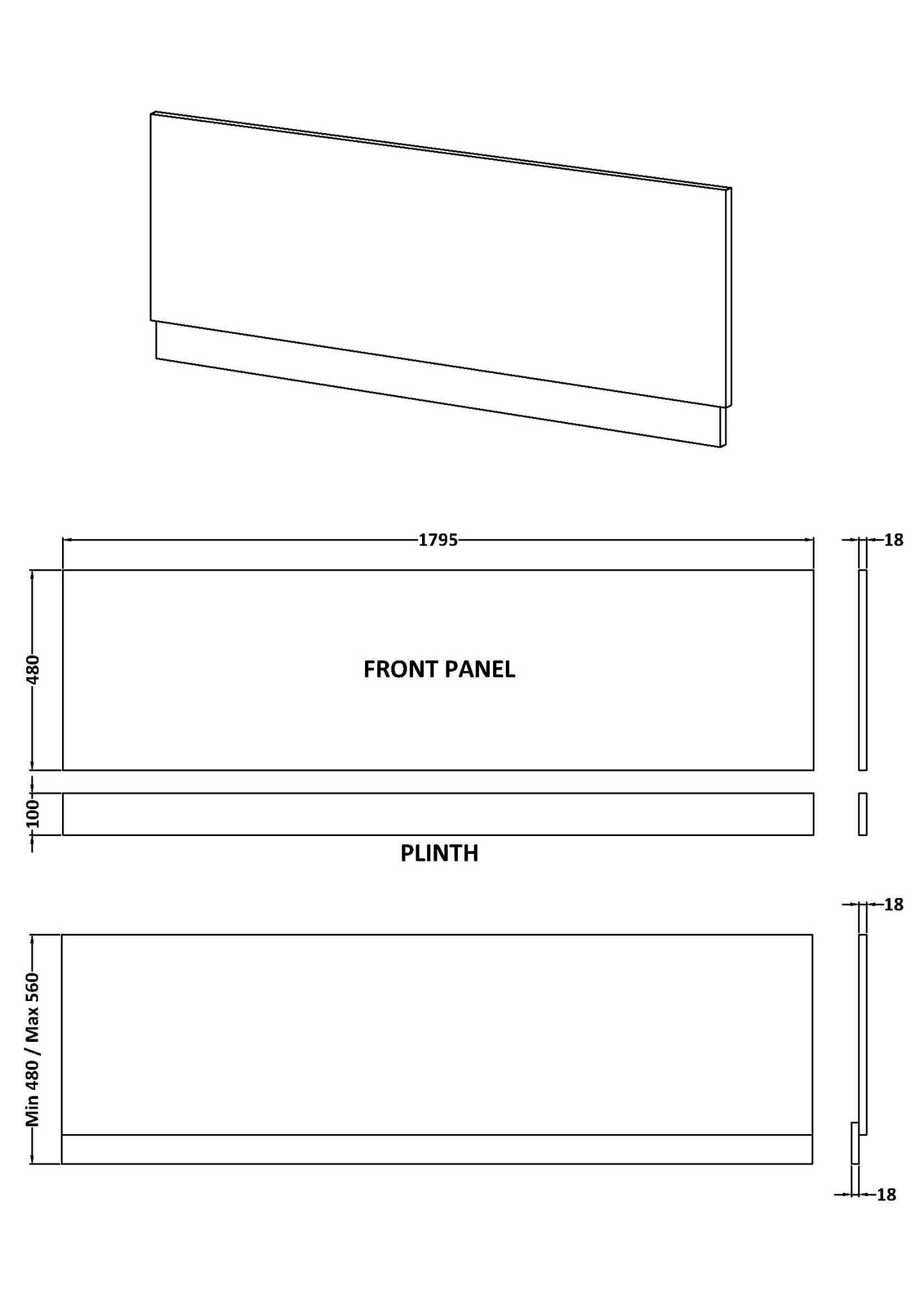 Front Panel & Plinth 1800mm
