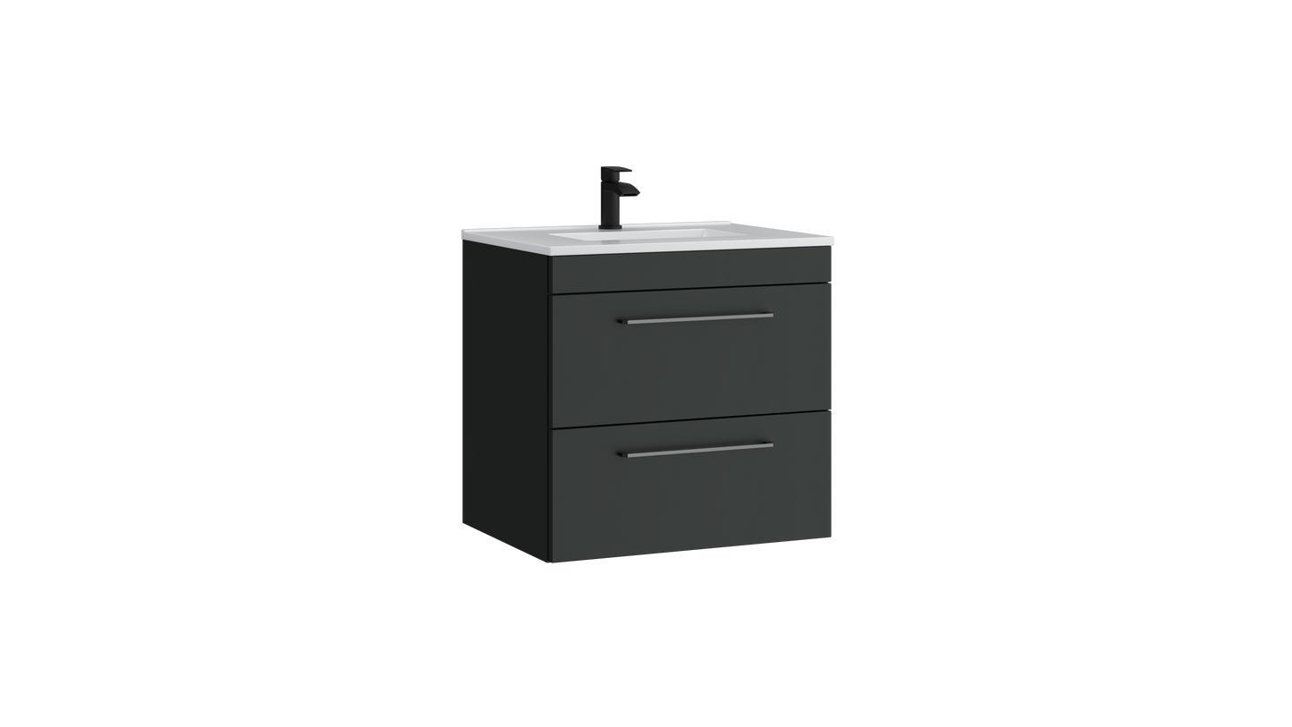 Dove 600mm 2 Drawer Wall Mounted Unit Matt Anthracite