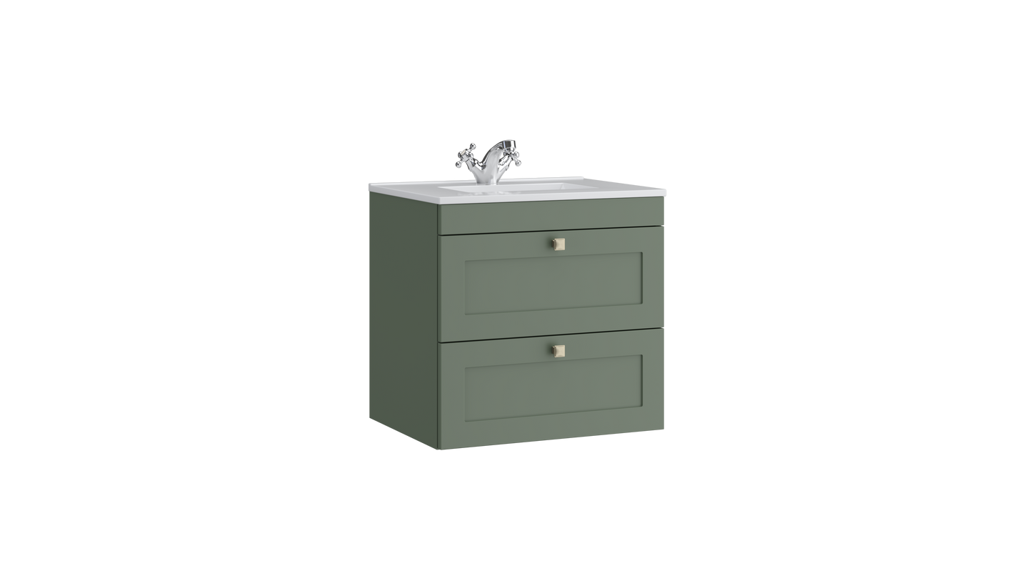 Sanctuary 600mm 2 Drawer Wall Mounted Unit Corymbia Green