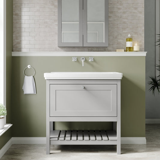 Hudson Reed Bexley 800mm Cool Grey 1 Drawer Floor Standing Vanity & Basin