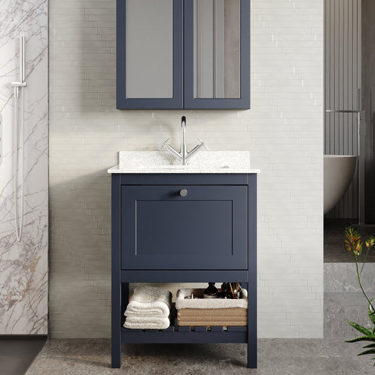Hudson Reed Bexley 600mm Floor Standing 1 Drawer Vanity Unit With Marble Top Basin
