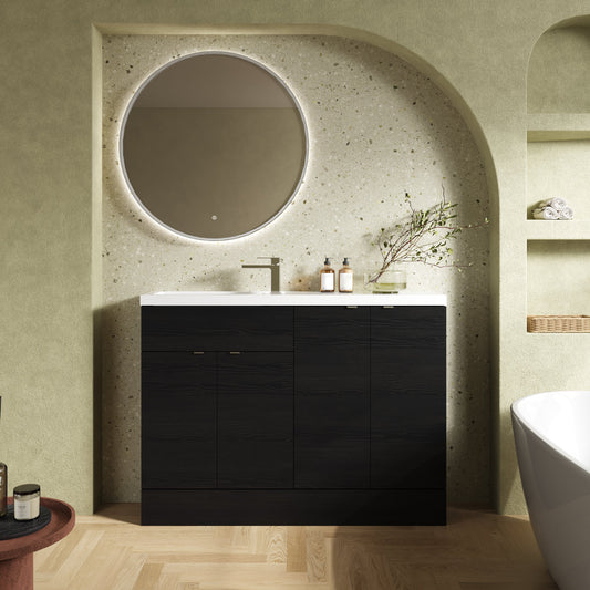 Hudson Reed Fusion 1200mm Compact Charcoal Black Floor Standing 2 Door Vanity Basin Combination