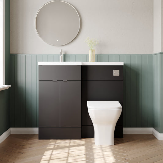 Hudson Reed Fusion 1000mm Gloss Grey Floor Standing 2 Door Left Hand Vanity Basin & Toilet Combination