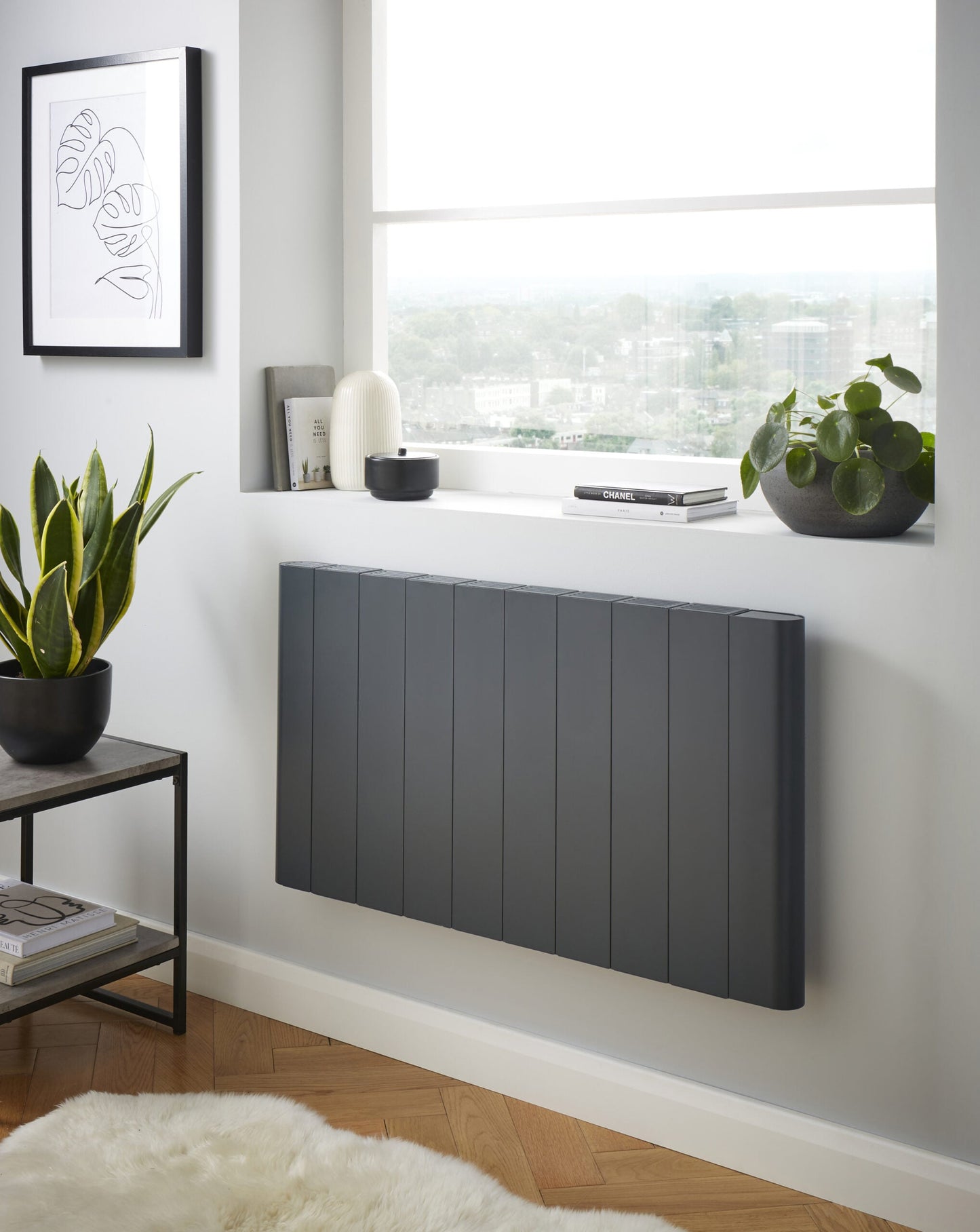 Capri Electric Aluminium Panel Heater 1000W Horizontal 500 x 544mm - Anthracite