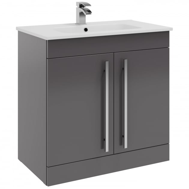 Purity 800mm 2 Door Floor Standing Unit Storm Grey Gloss