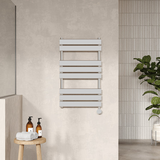 Electric Square Flat Towel Rail with 8 Bars, 840mm x 500mm
