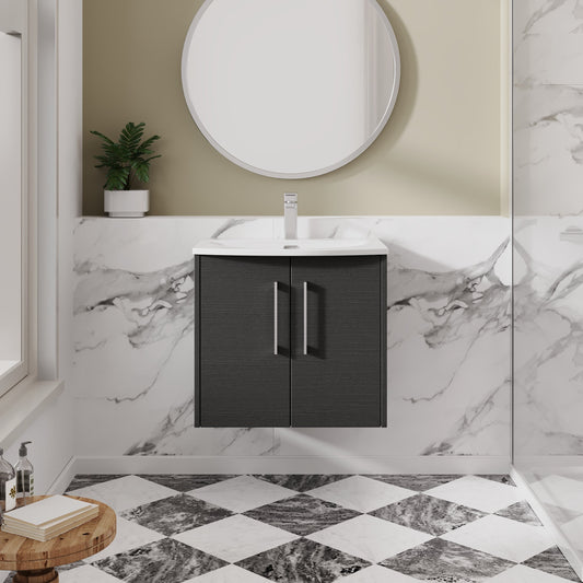 Hudson Reed Juno 600mm Wall Hung 2-Door Vanity Unit With 1 Tap Hole Basin
