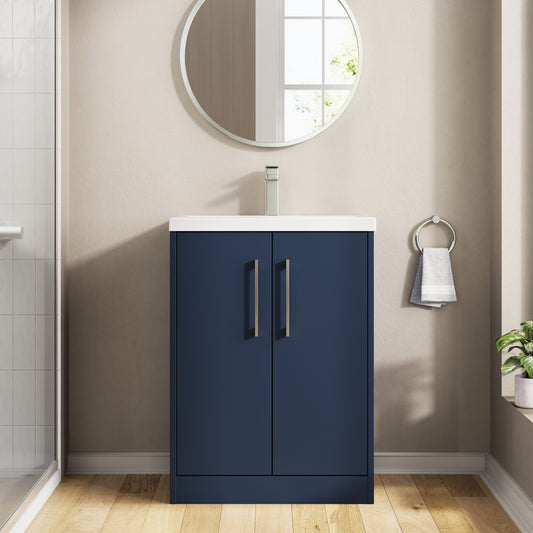Hudson Reed Juno 600mm Floor Standing 2-Door Vanity & Basin With Handles