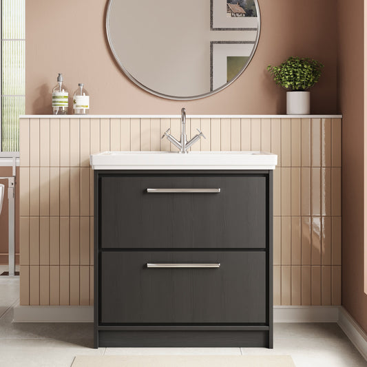 Lille 800mm Floor Standing 2-Drawer Vanity with Basin - 1 Tap Hole