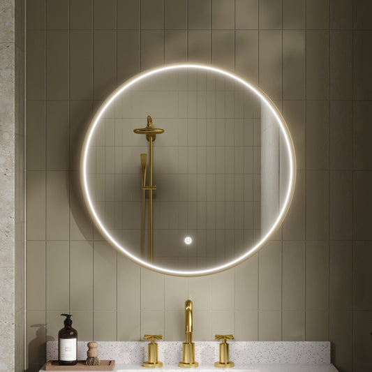 Mensa Brushed Brass Inset Frame LED Mirror - 600mm