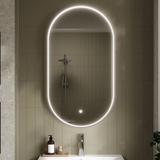 Columba Polished Chrome Inset Frame LED Mirror - 800 x 500mm