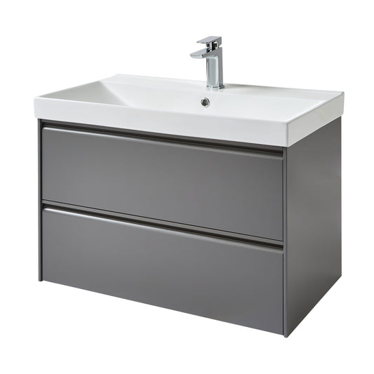Moon 800mm 2 Drawer Wall Mounted Unit Matt Grey