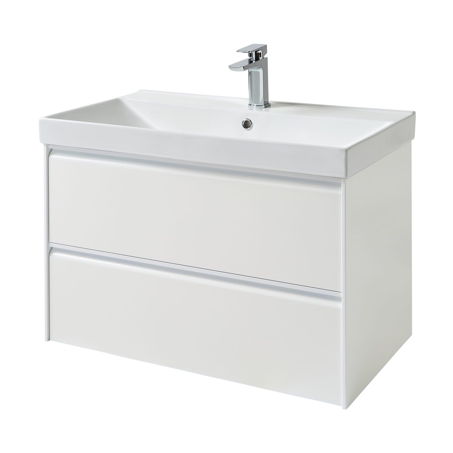 Moon 800mm 2 Drawer Wall Mounted Unit Matt White