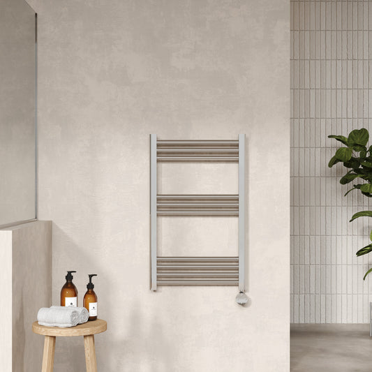 Electric Round Tube Towel Rail with 10 Bars, 800mm x 500mm