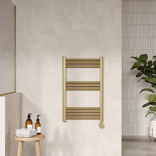 Electric Round Tube Towel Rail with 10 Bars, 800mm x 500mm