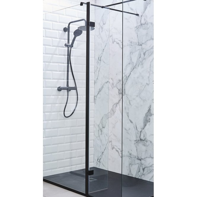 KV8 Hinged Wetroom Return Panel Nero