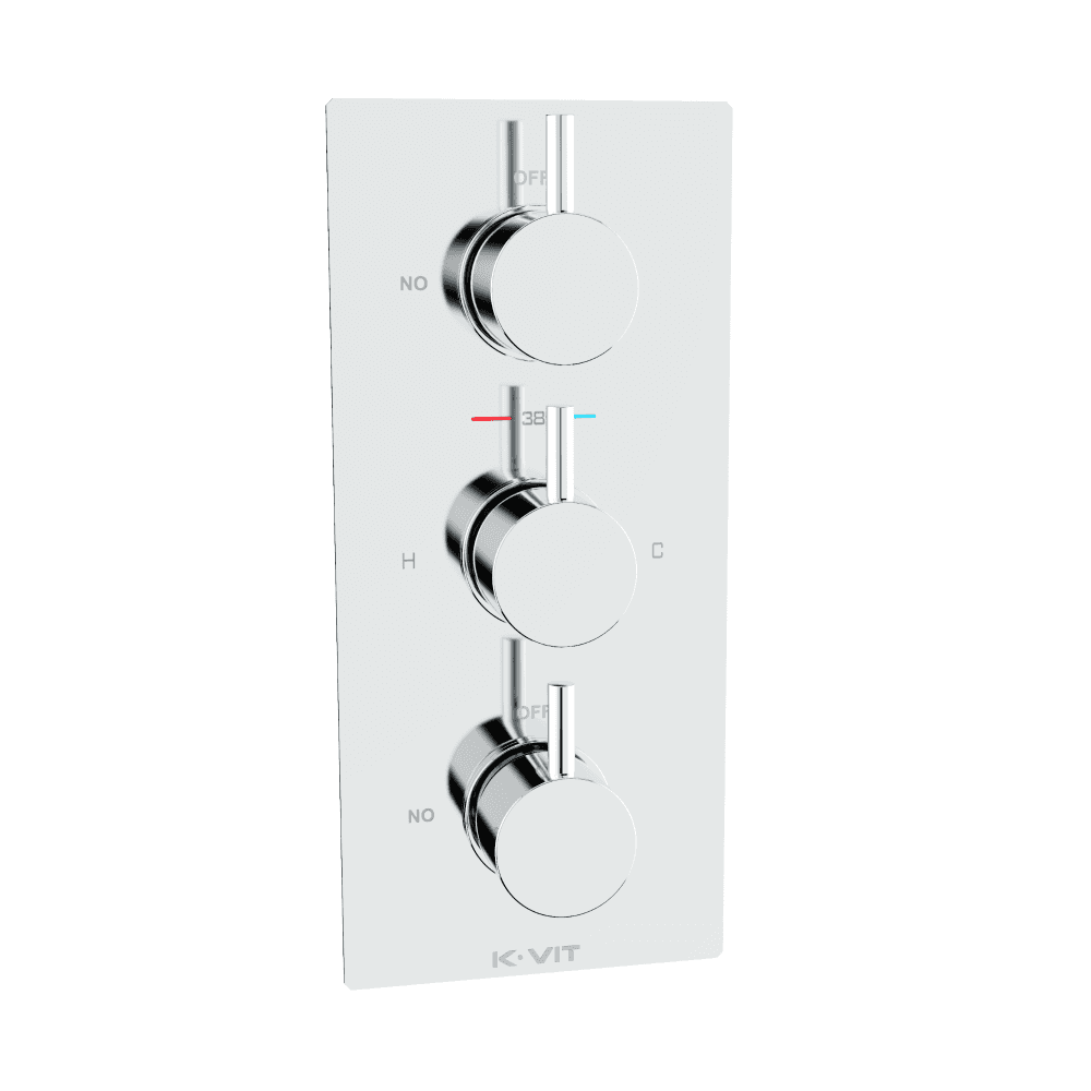 Plan Triple Concealed Thermostatic Shower Valve Round Handle (2 way)