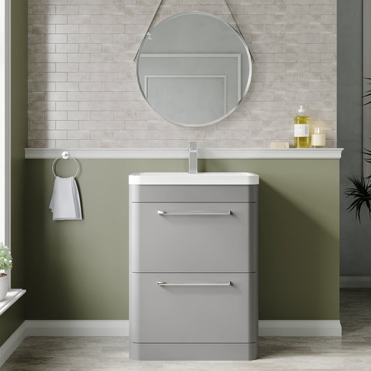 Hudson Reed Solar 600mm Floor Standing 2 Drawer Vanity Unit With Polymarble Basin