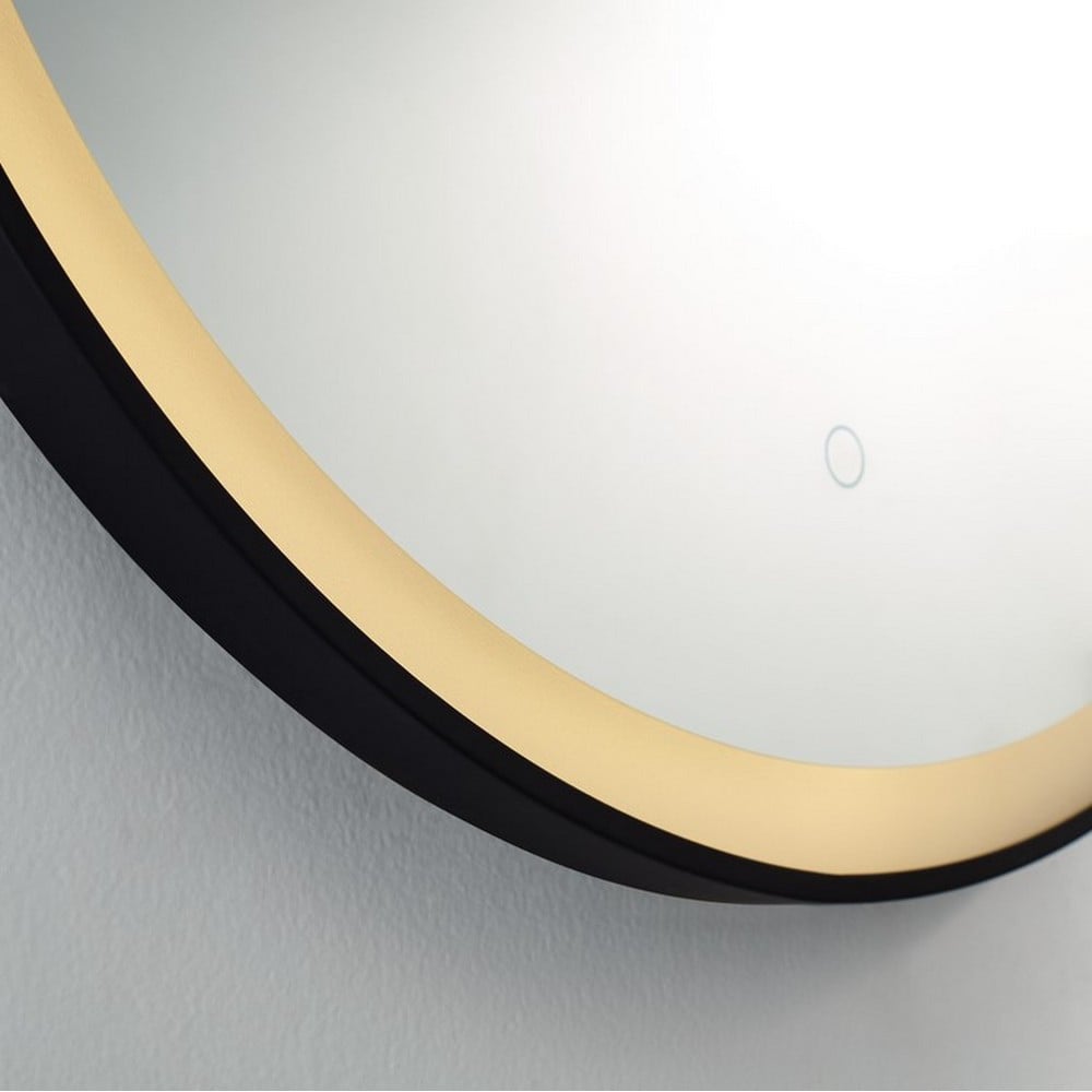 Tetbury 800mm Round with White Acrylic Edge in Black Frame