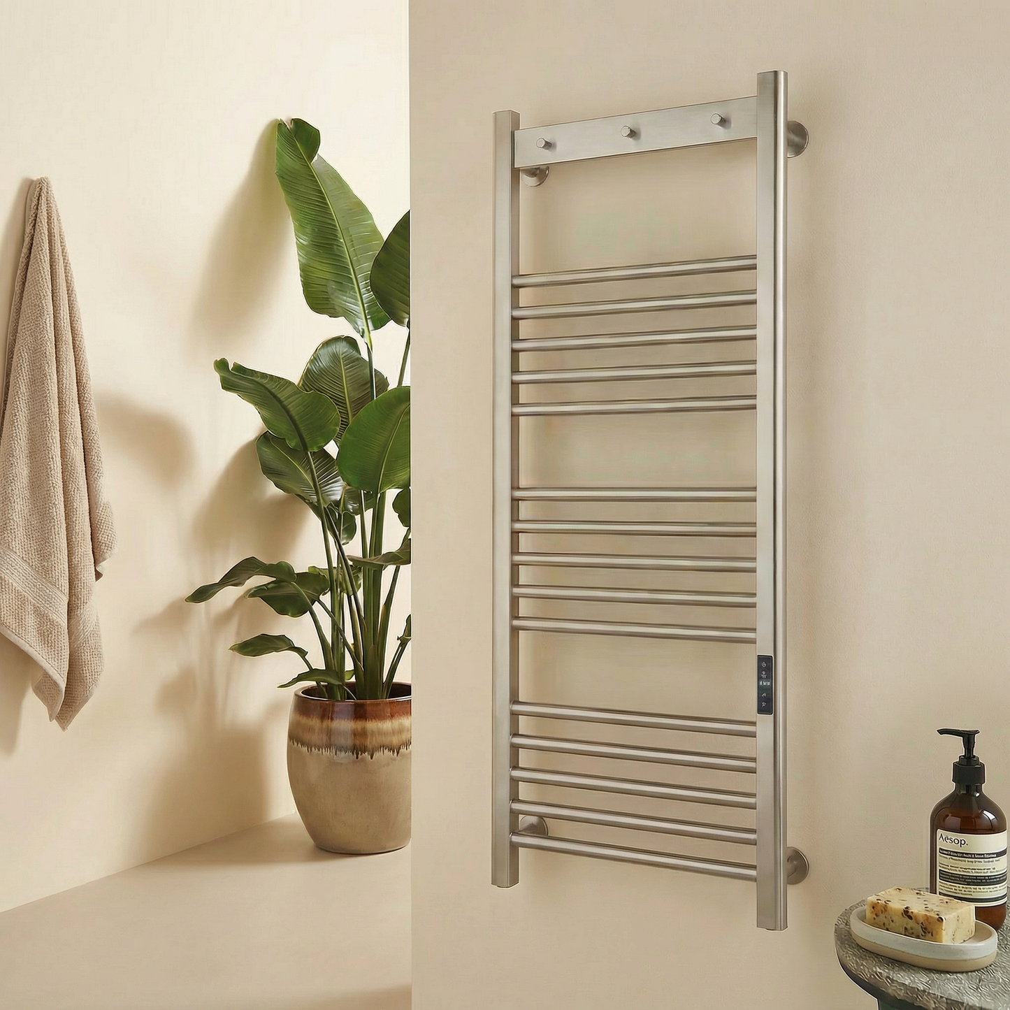 Toro Smart Dry Electric Towel Rail 1200 x 500mm - Brushed Nickel