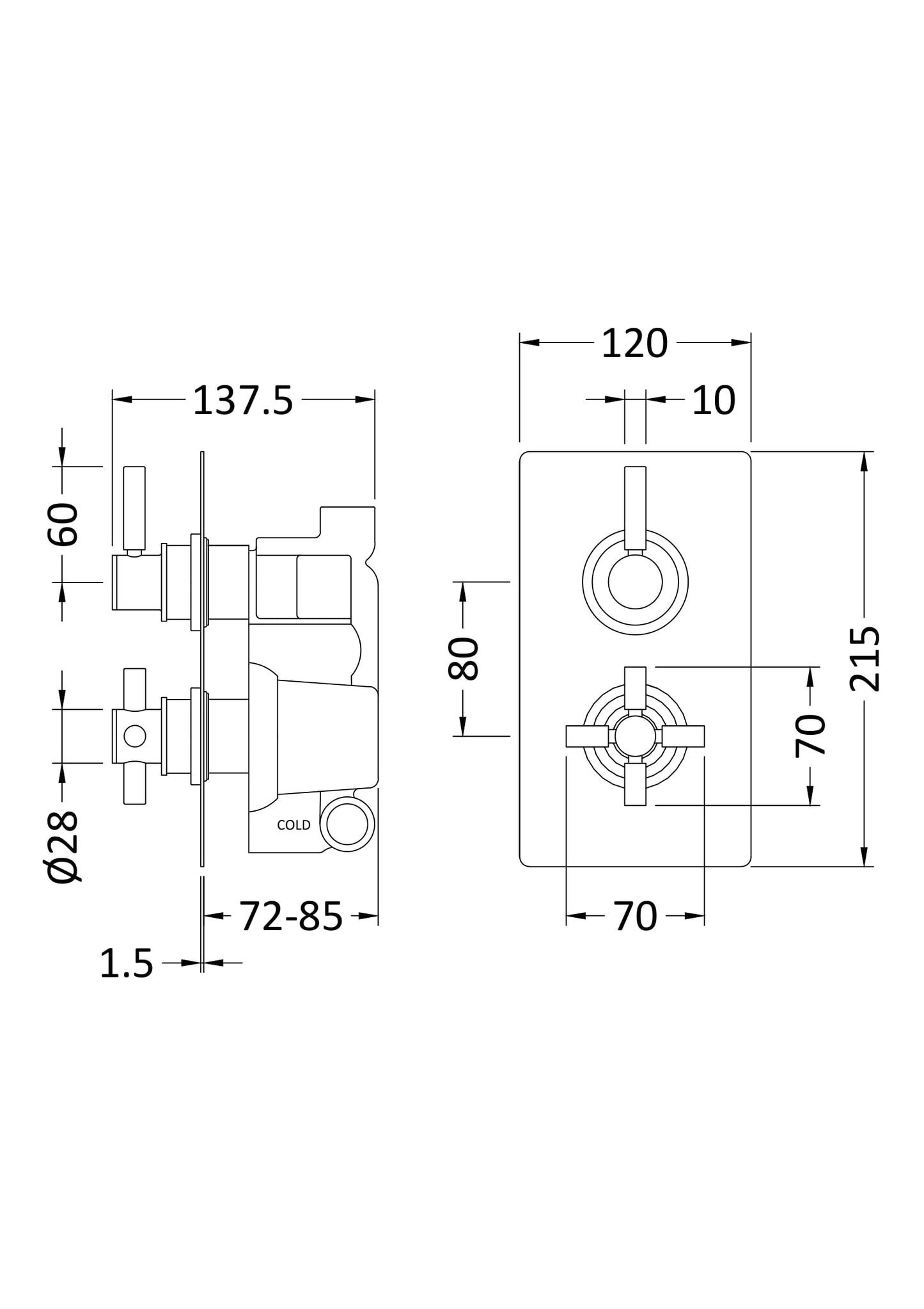 Tec Pura Twin Thermostatic Shower Valve