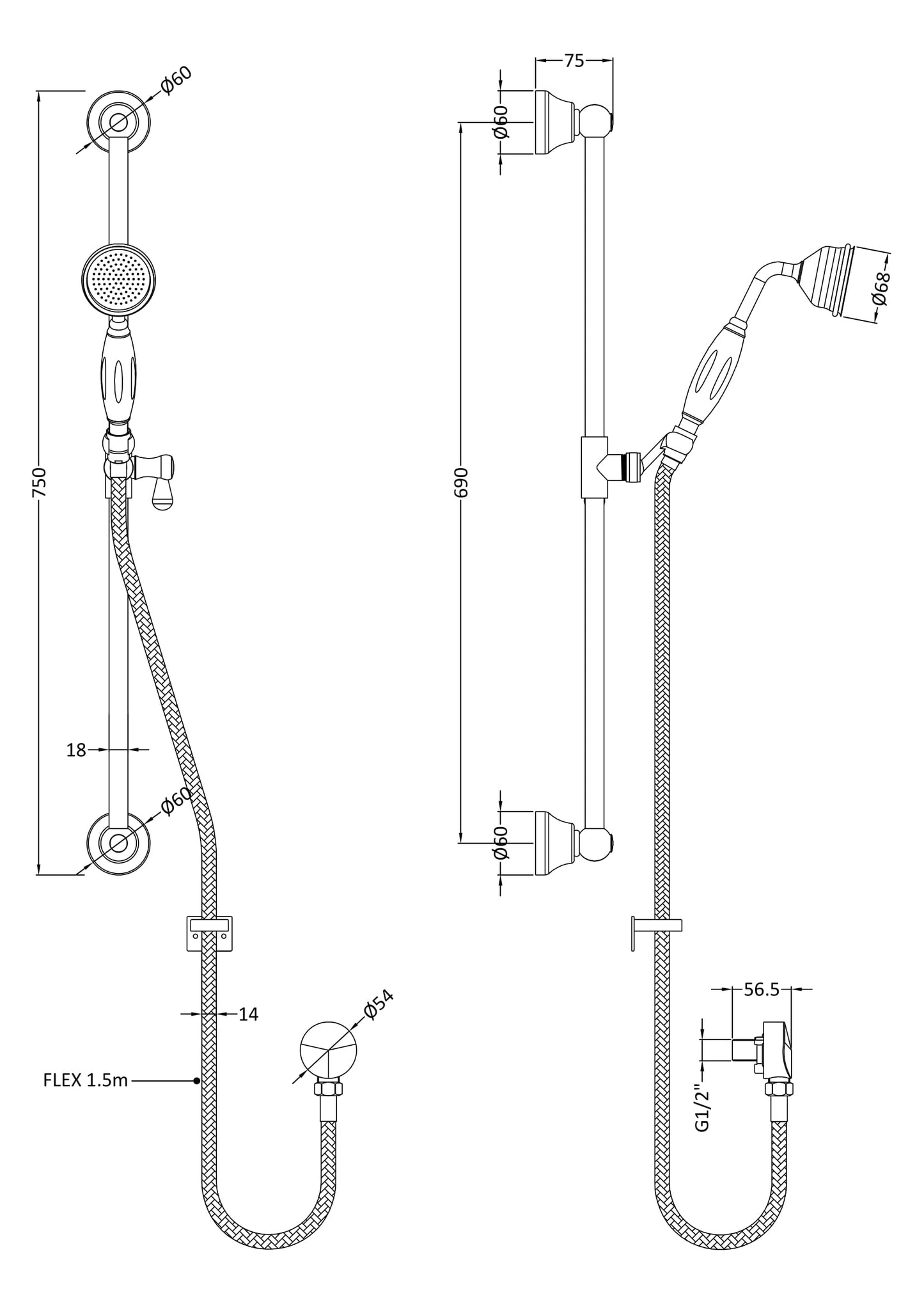 Shower Kits Slider Rail Kit