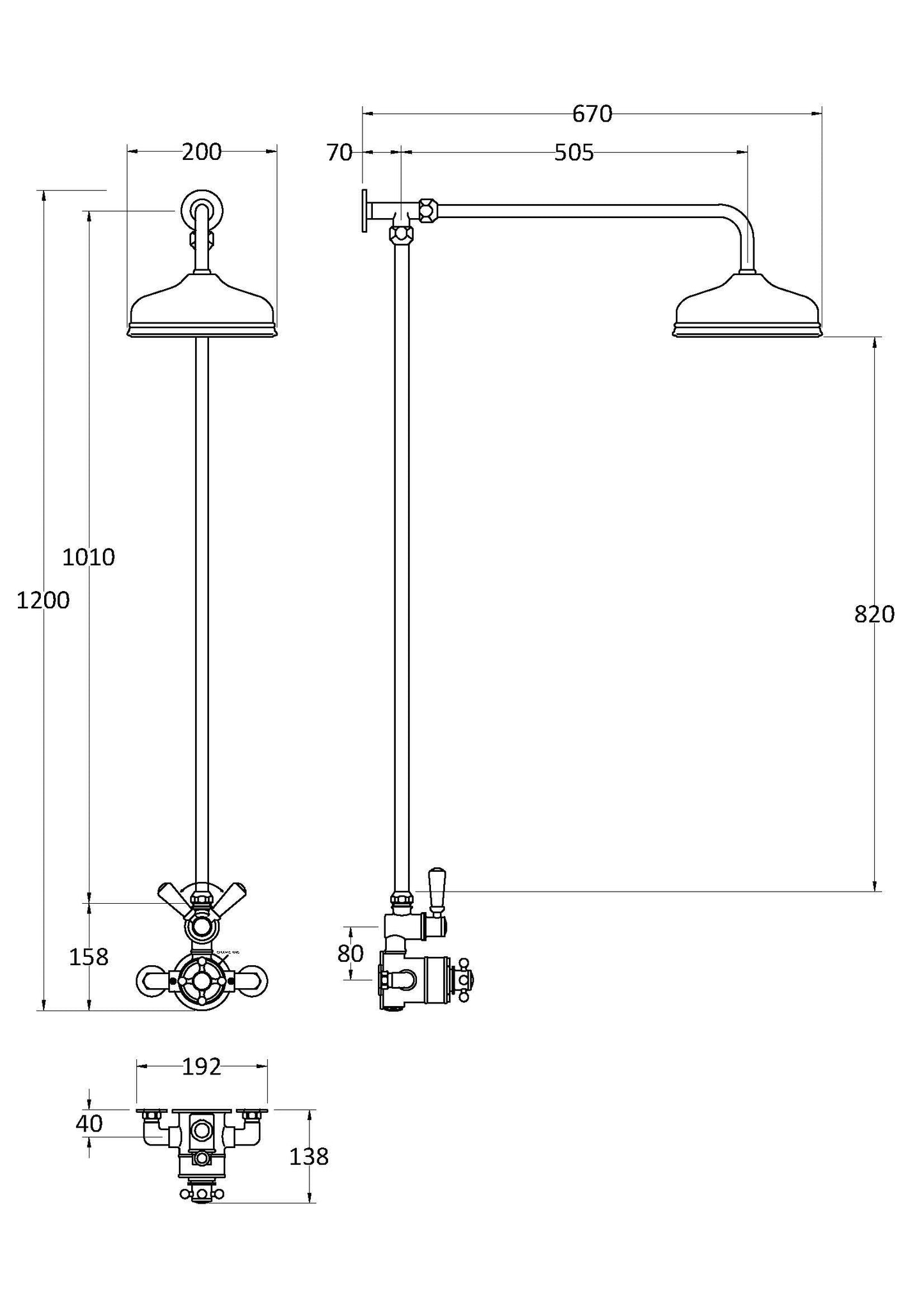 Hudson Reed Exposed Valve Sets Traditional Wall Mounted Brushed Brass Shower Kit