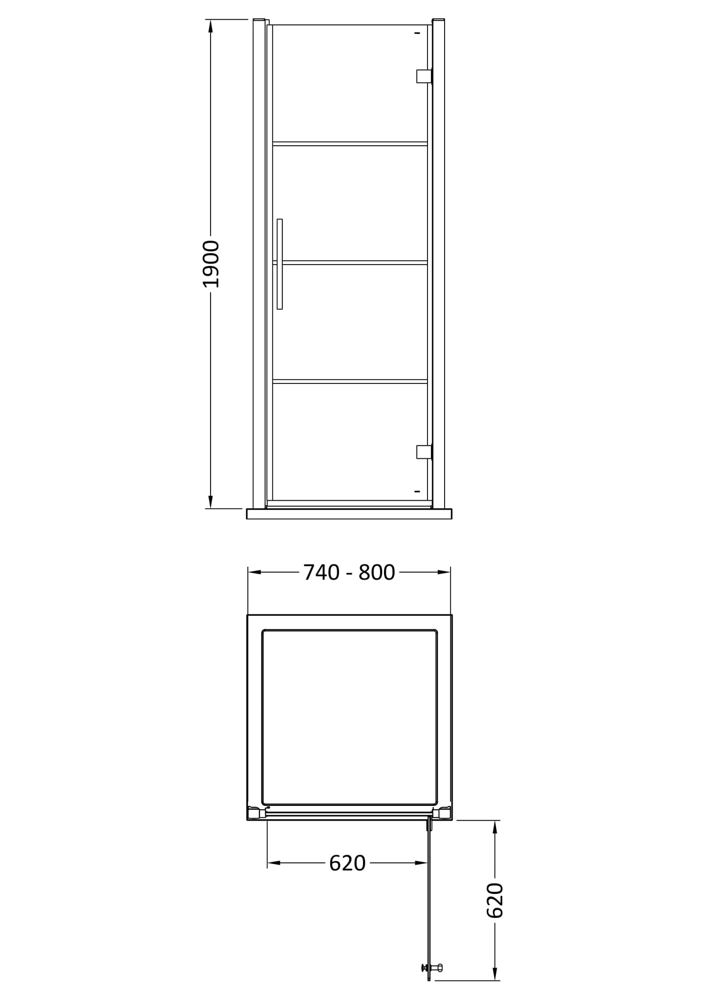 Apex 800mm Hinged Shower Door 8mm Glass