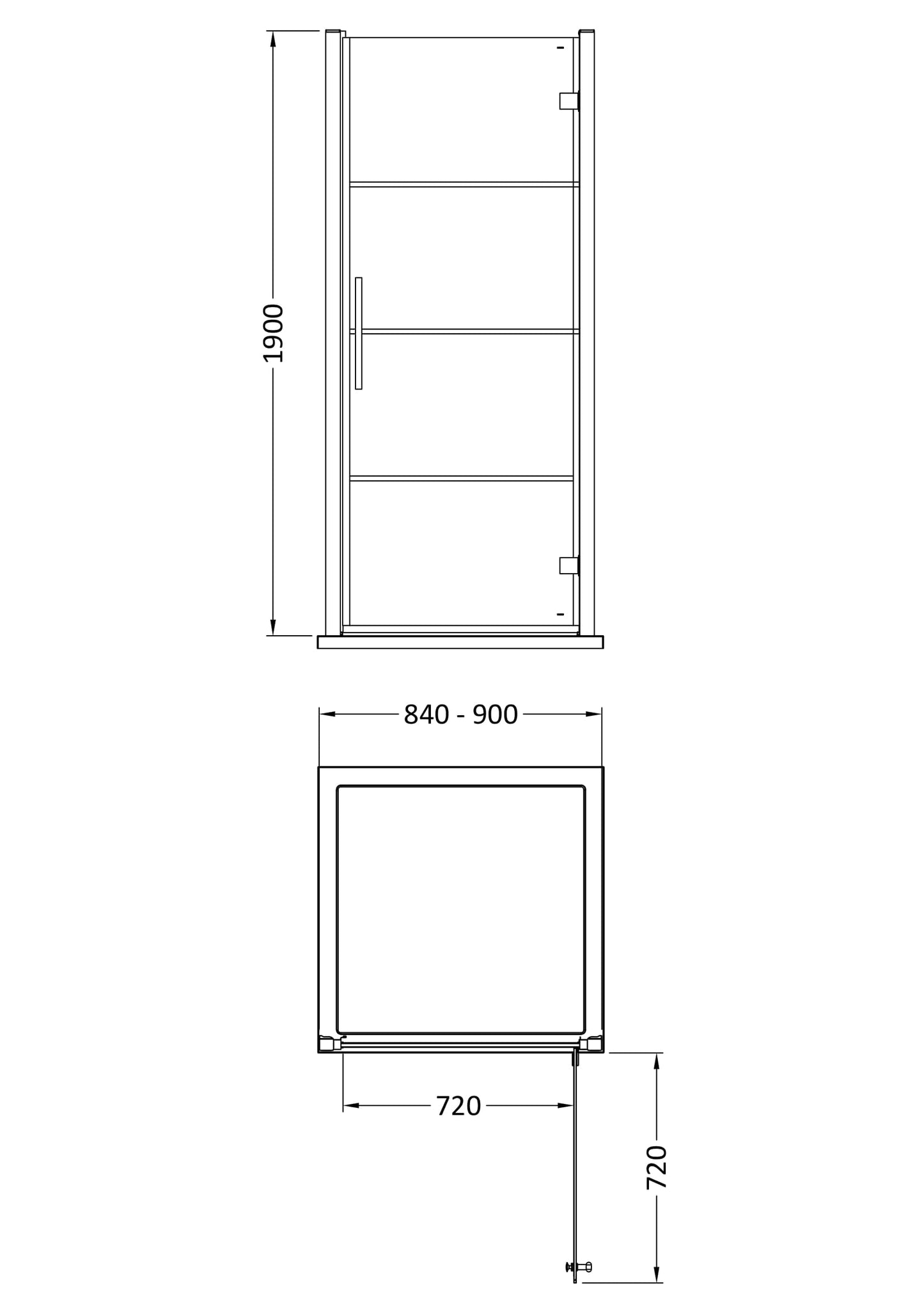 Apex 900mm Hinged Shower Door 8mm Glass