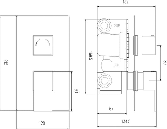 Art Twin Thermostatic Shower Valve With Diverter