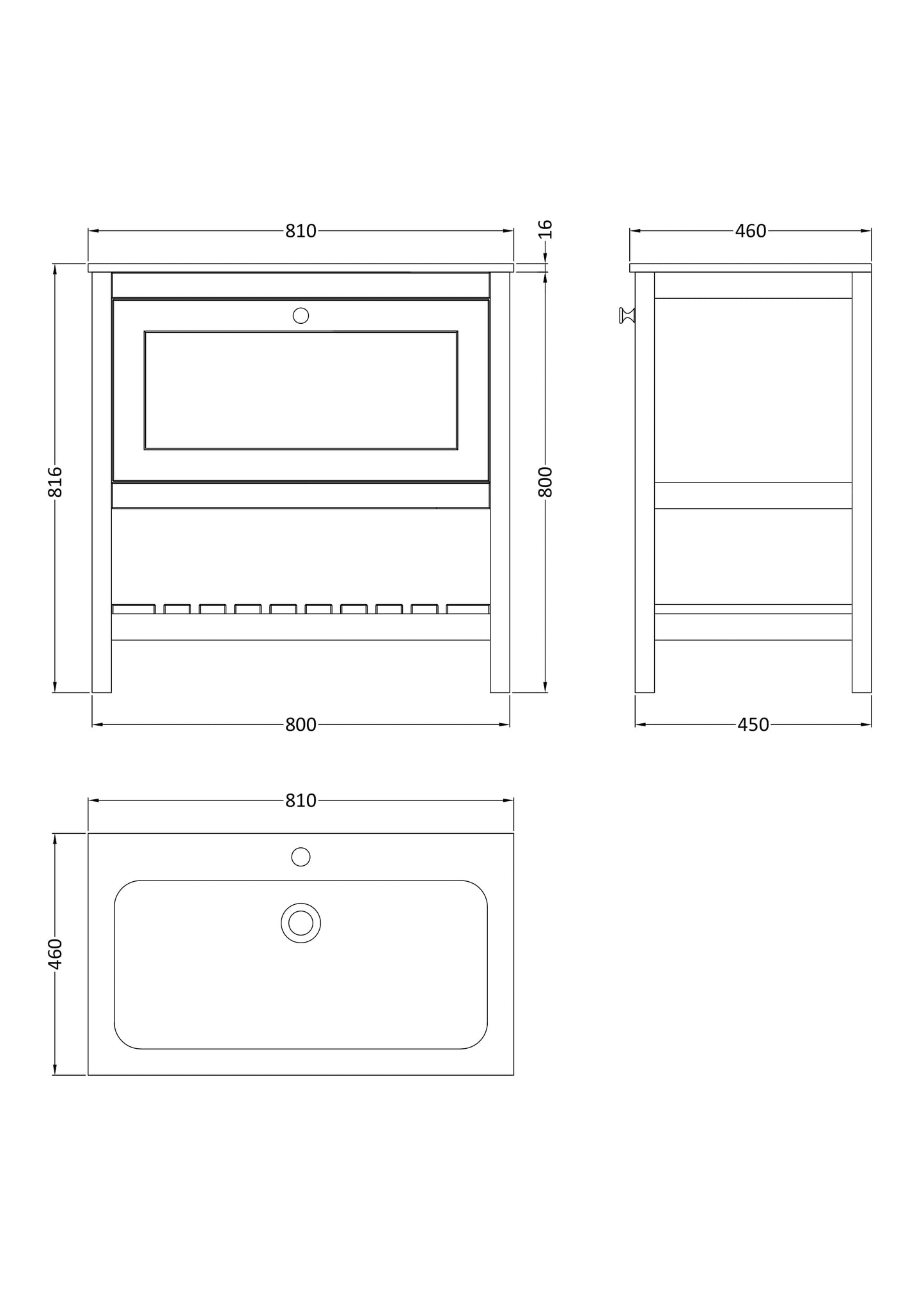 Bexley Floor Standing 1 Drawer Vanity & 1 Tap Hole Stone Basin, 800mm - Pure White