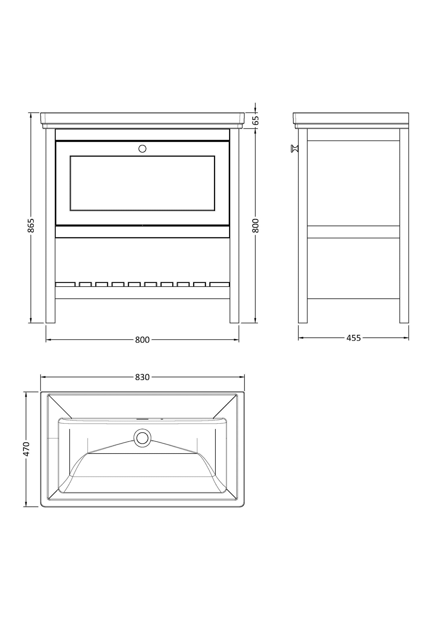 Hudson Reed Bexley 800mm Cool Grey 1 Drawer Floor Standing Vanity & Basin