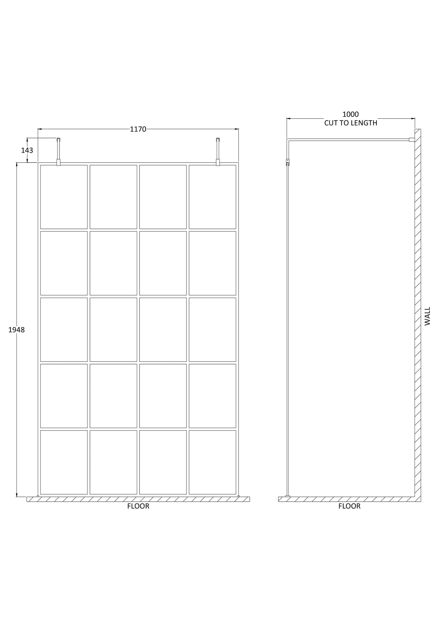 1200mm Frame Screen with Arms and Feet