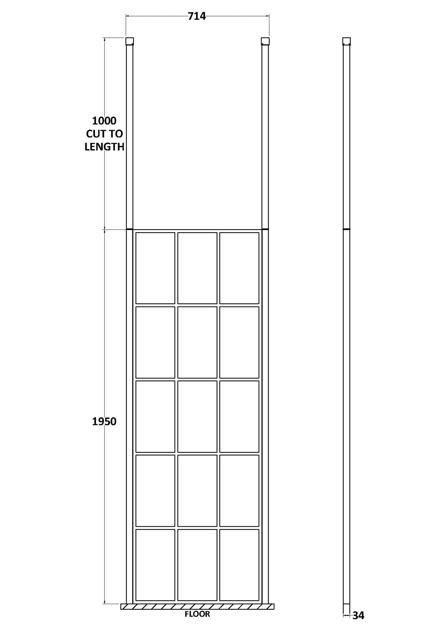 700mm Frame Screen With Ceiling Posts
