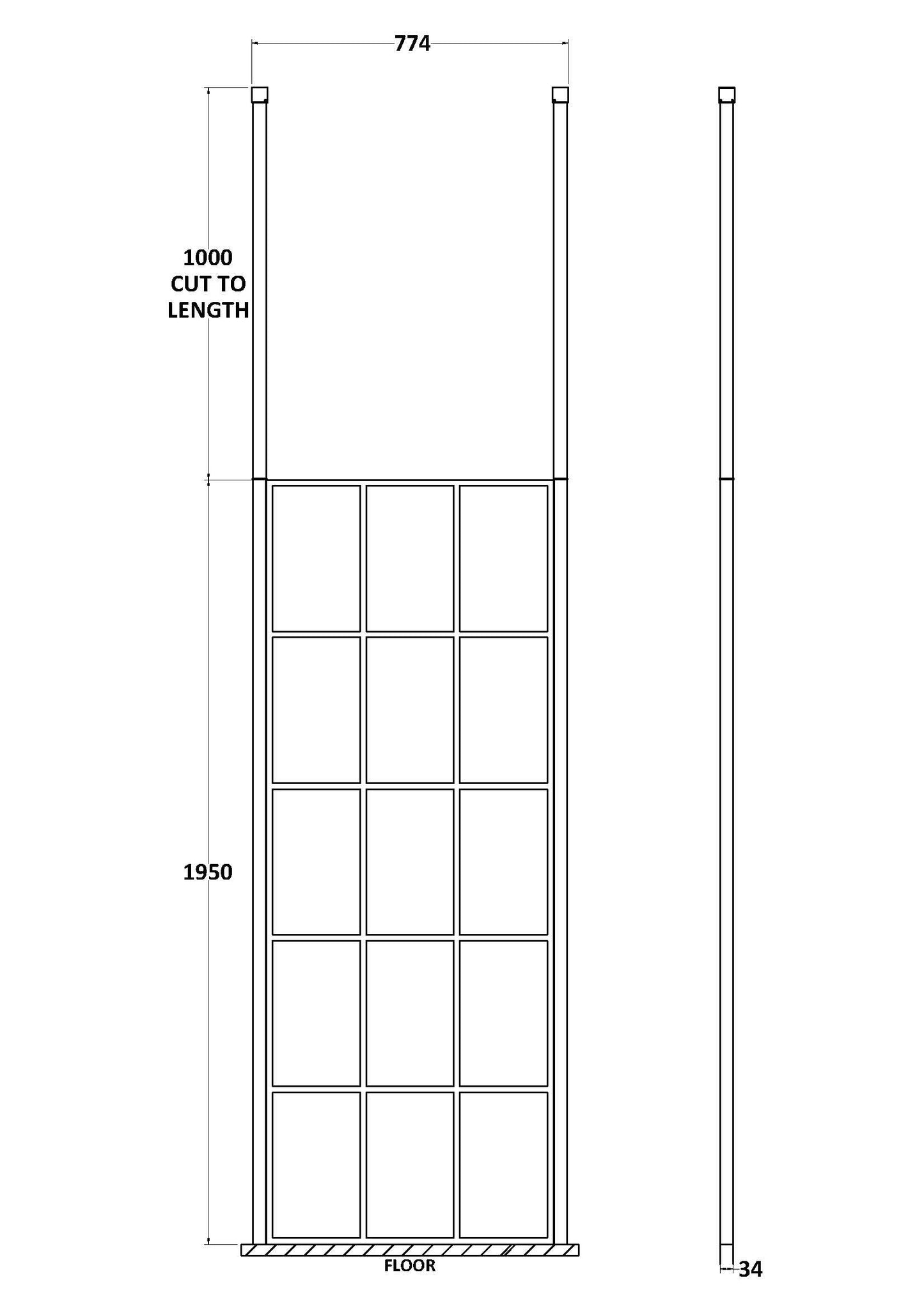 760mm Frame Screen With Ceiling Posts