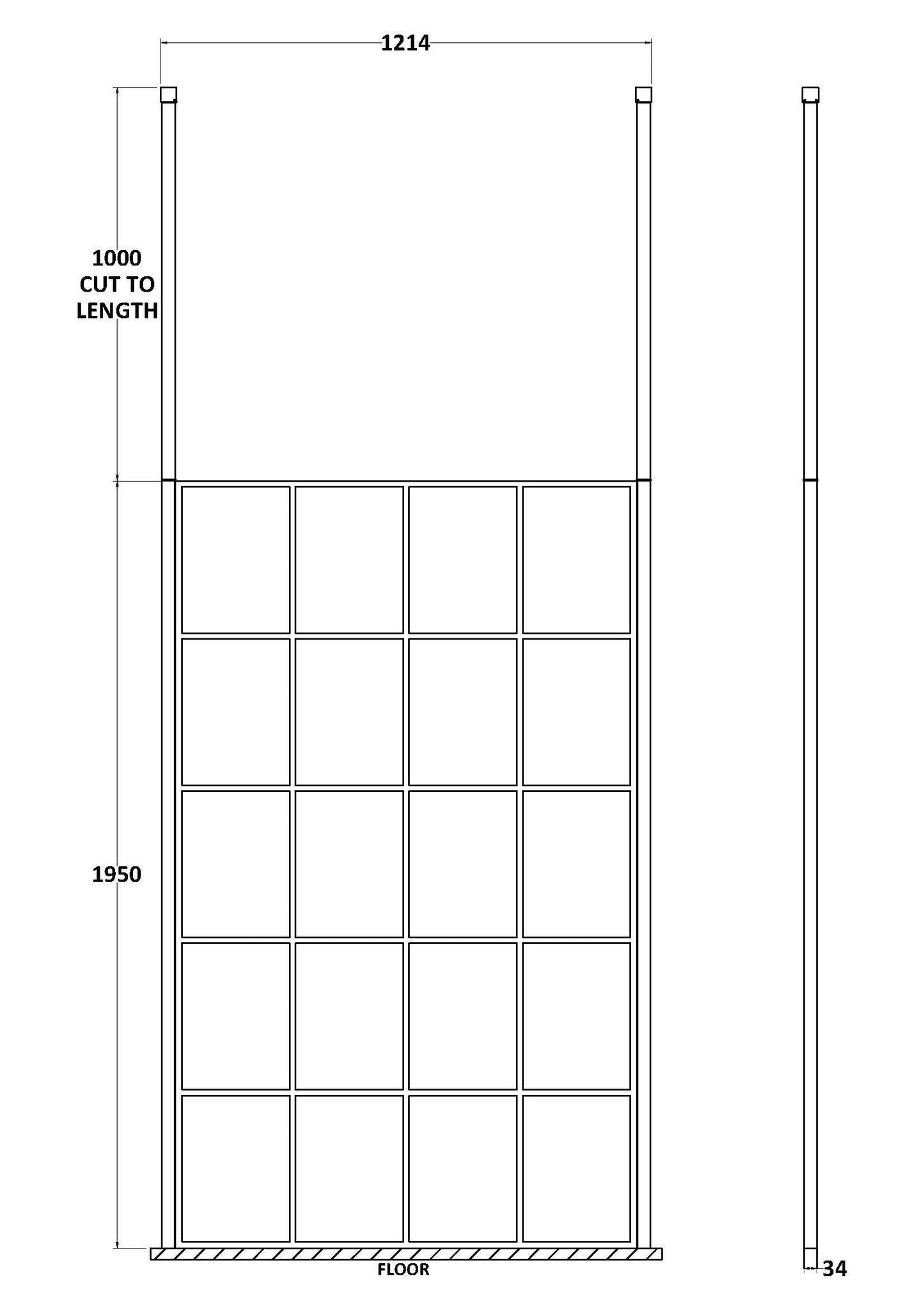 1200mm Frame Screen With Ceiling Posts