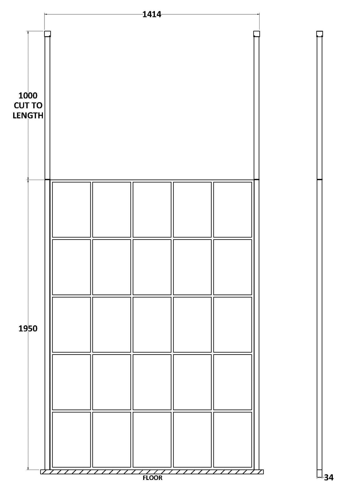1400mm Frame Screen With Ceiling Posts