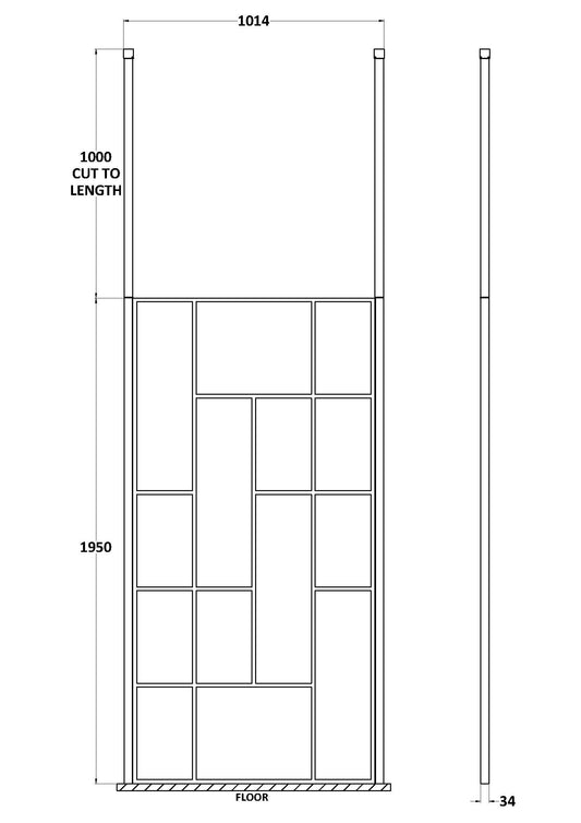 Abstract 1000mm Frame Wetroom Screen with Ceiling Posts