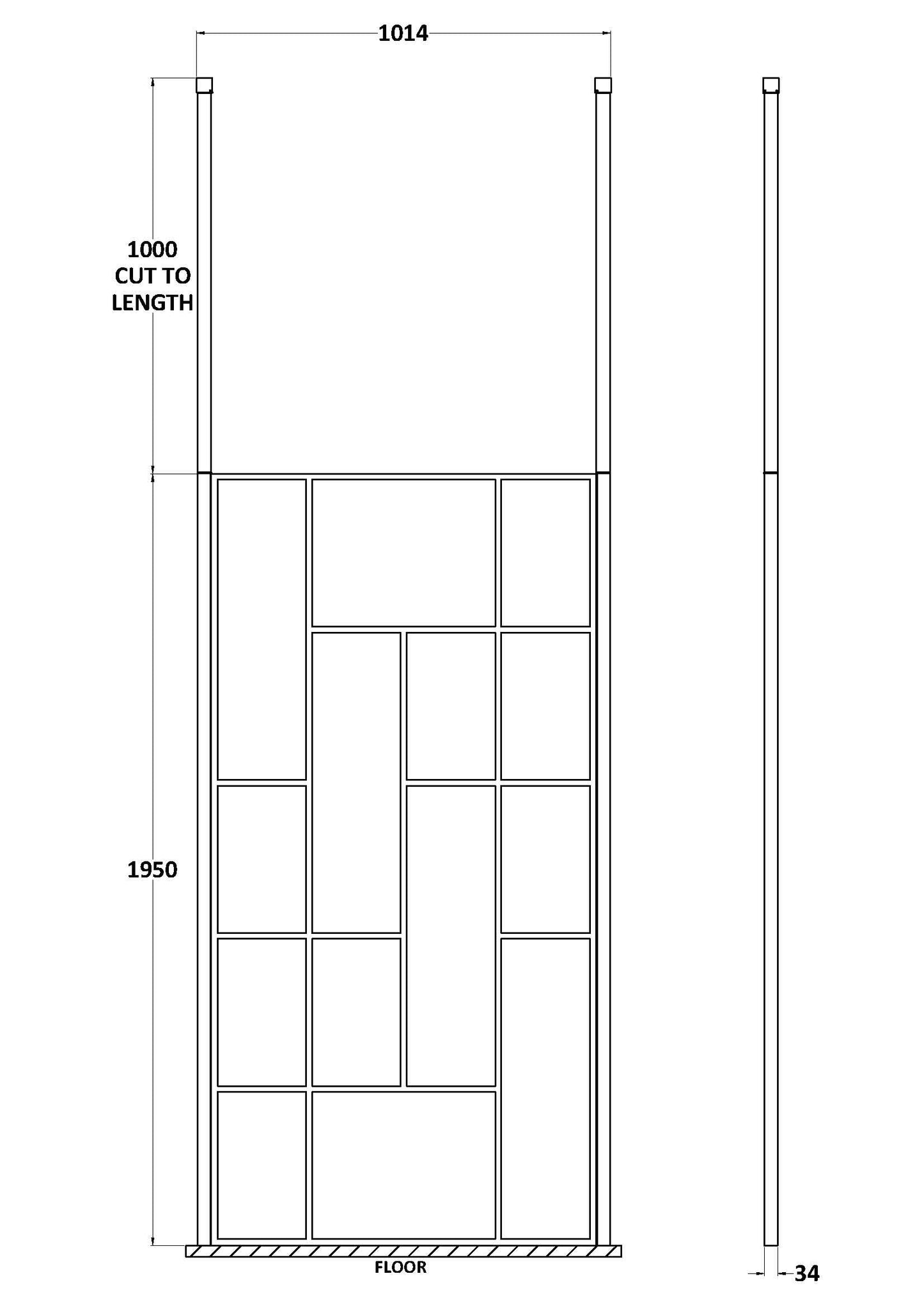 Abstract 1000mm Frame Wetroom Screen with Ceiling Posts