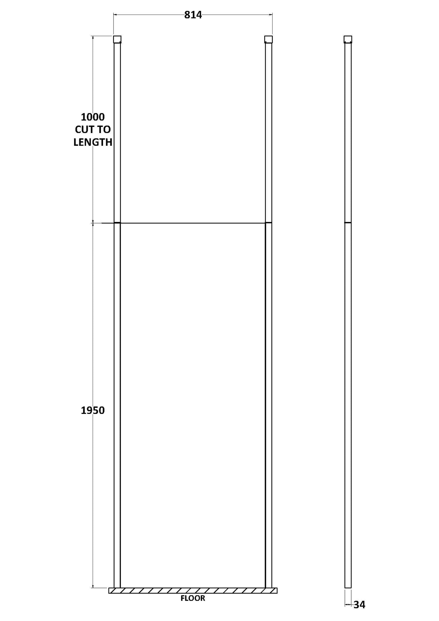 800mm Wetroom Screen with Ceiling Posts