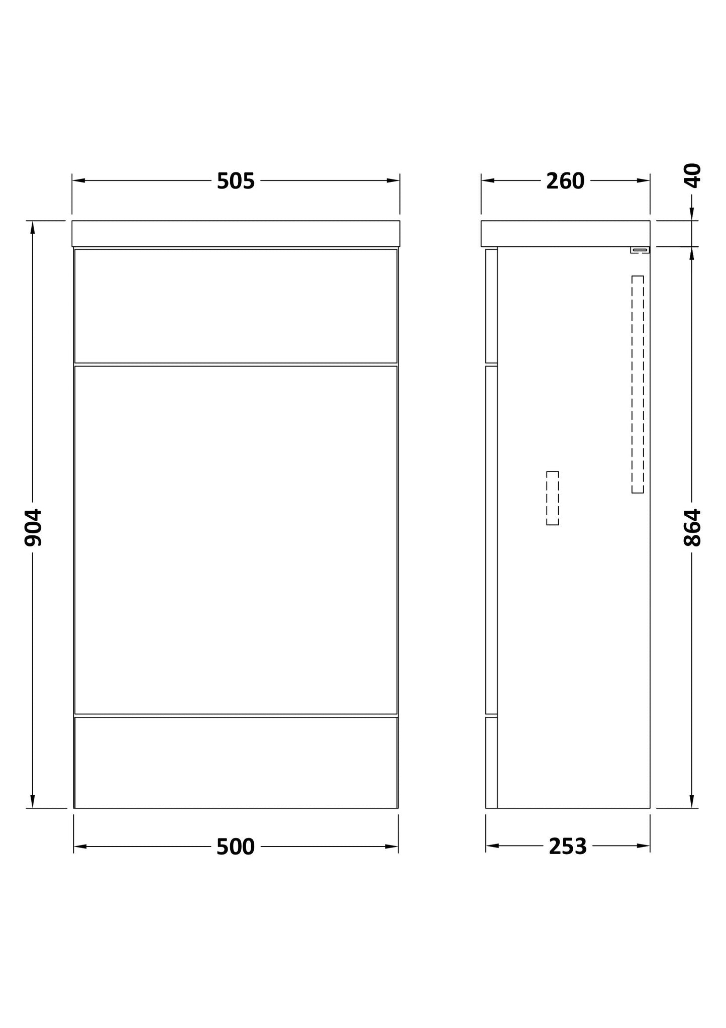 Hudson Reed Fusion 500mm Compact Gloss White Floor Standing Toilet Unit With Top
