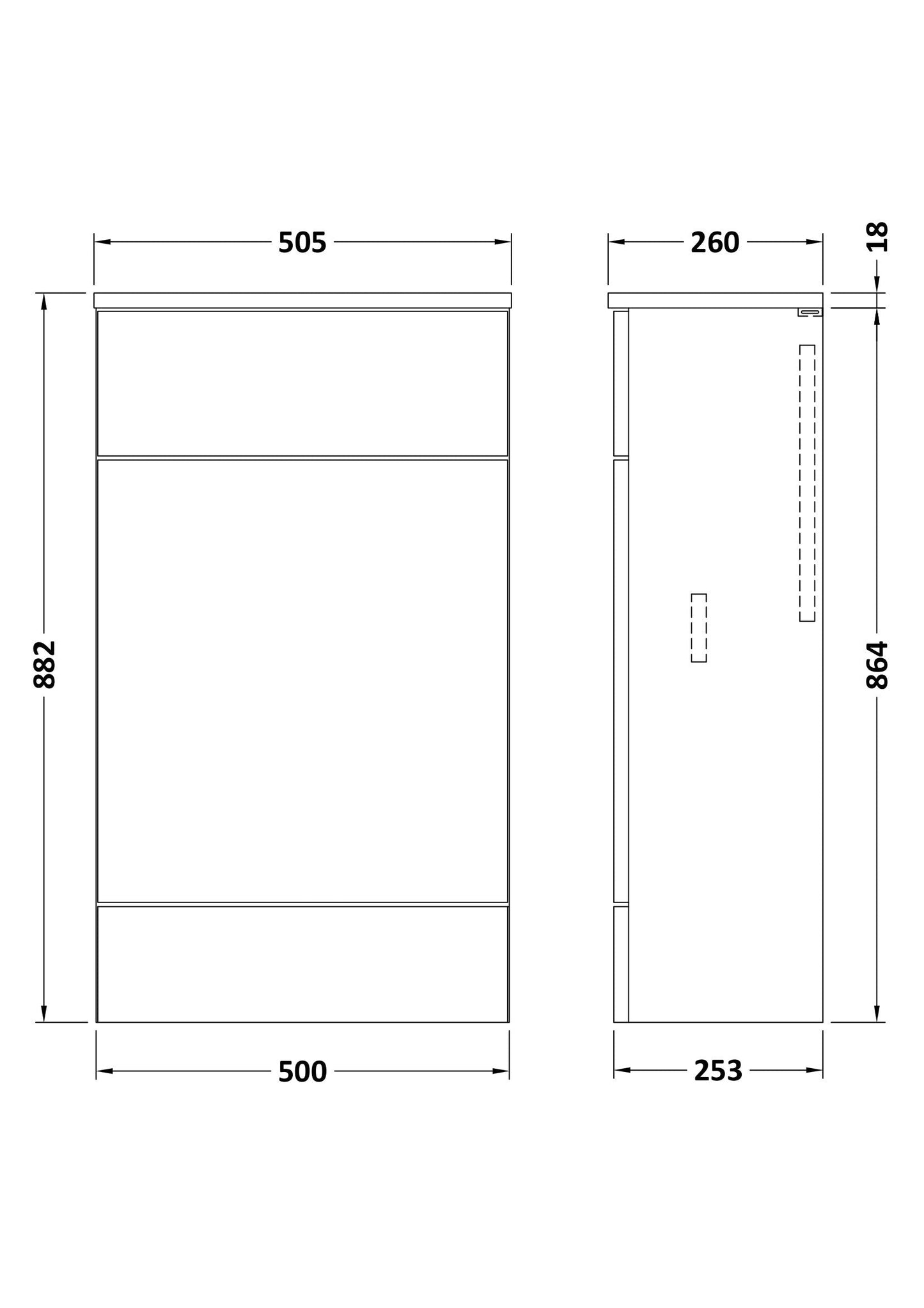 Hudson Reed Fusion 500mm Gloss White Floor Standing Toilet Unit With Coordinating Top