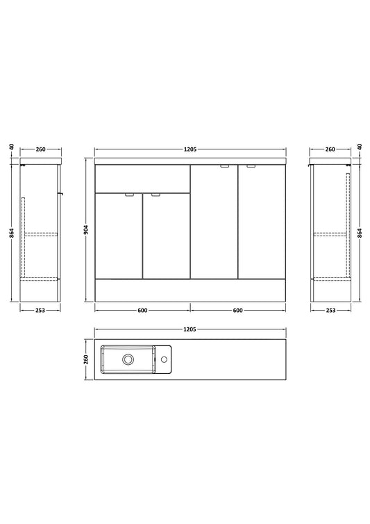 Hudson Reed Fusion 1200mm Bleached Oak Compact Basin Combination Unit
