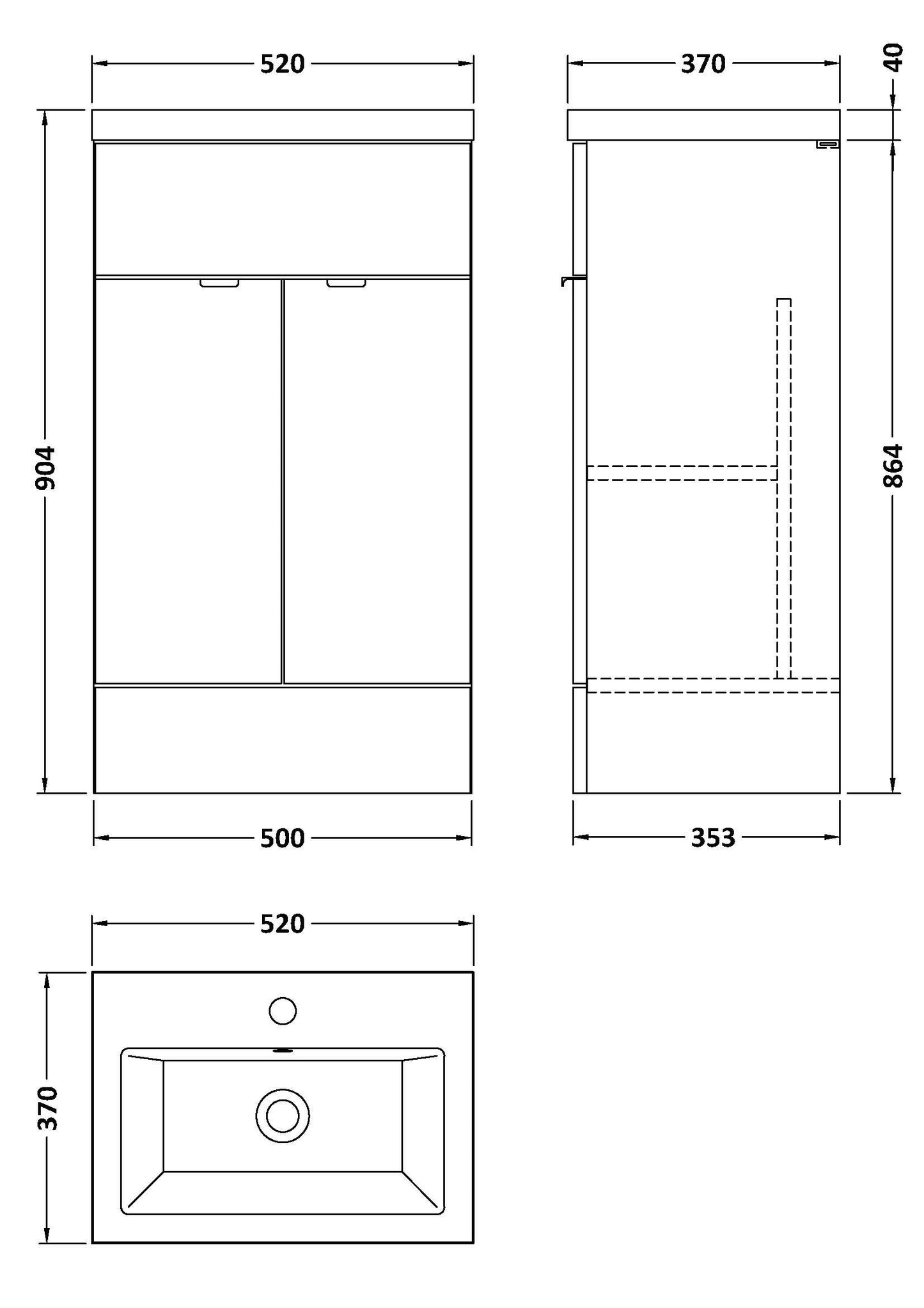 Hudson Reed Fusion 500mm Anthracite Woodgrain Floor Standing 2 Door Vanity Unit & Ceramic Basin With Handles