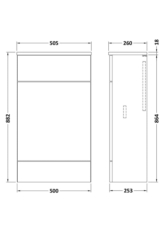 Hudson Reed Fusion 500mm Charcoal Black Floor Standing Toilet Unit with Coordinating Top