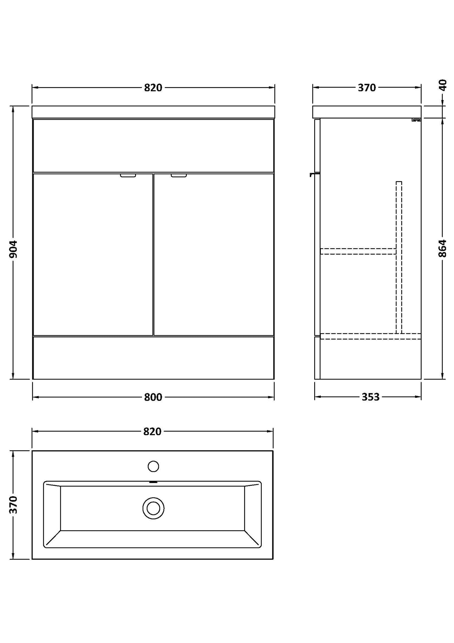 Hudson Reed Fusion 800mm Gloss Grey Floor Standing 2 Door Vanity Unit & Ceramic Basin With Handles