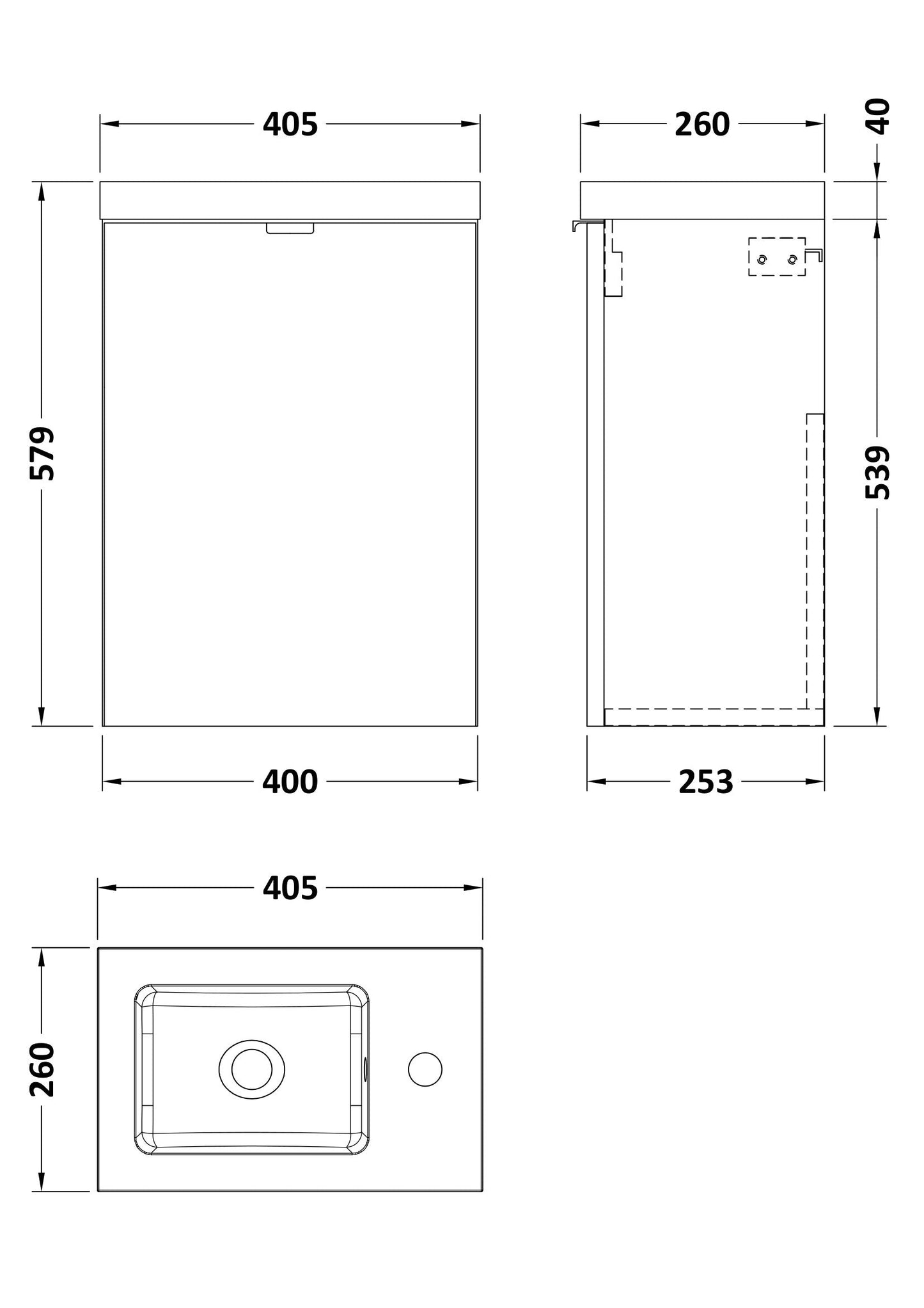 Hudson Reed Fusion 400mm Gloss Grey Wall Hung 1 Door Vanity Unit & Polymarble Basin
