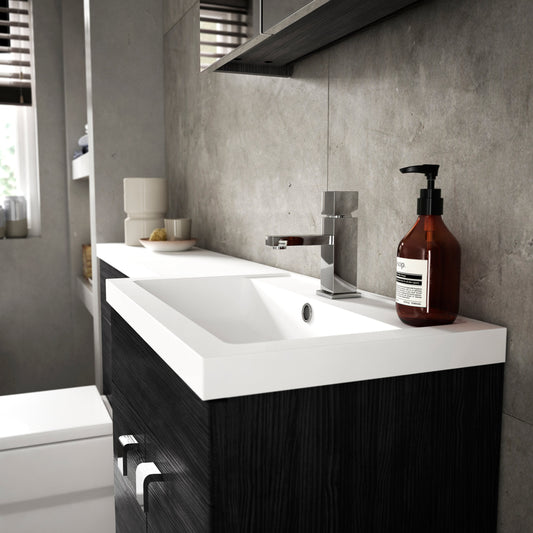 Hudson Reed Fusion 300mm 1 Door Charcoal Black Wall Hung Cabinet With Handles