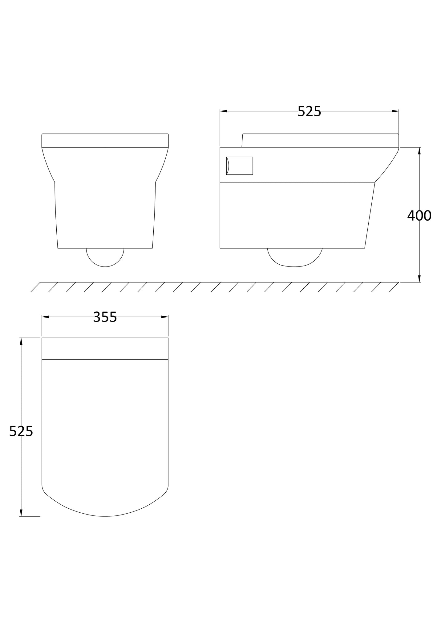 Hudson Reed Maya Square Wall Hung Toilet Pan With Soft Close Seat